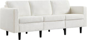Ivory Bouclé 3 Seater Sofa Modern Compact Couch for Lounge Office