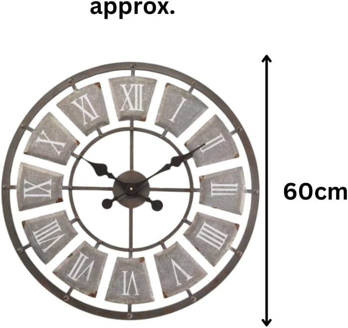 60cm Outdoor Garden Clock Waterproof Roman Numerals Stone Wall Decor