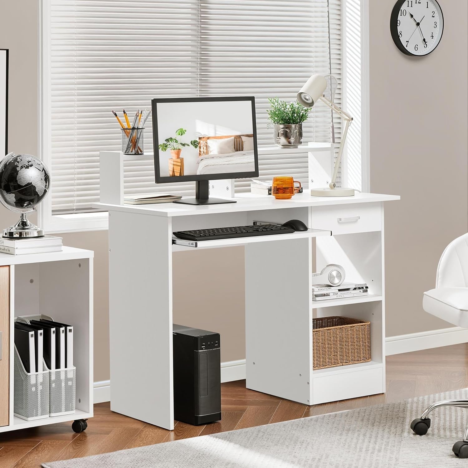 Computer Desk with Storage Shelves Home Office PC Laptop Study Table White