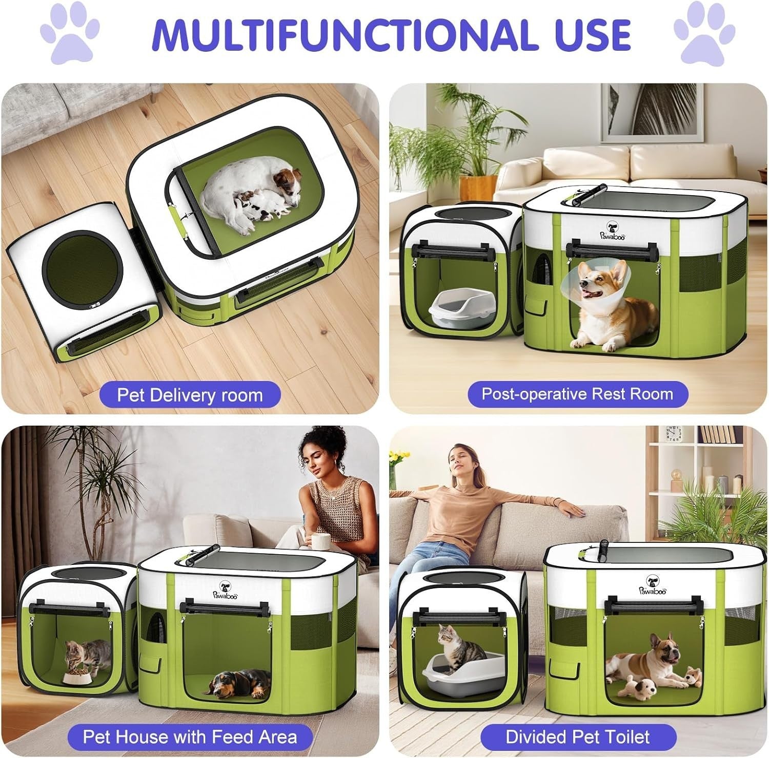 2-in-1 Foldable Pet Playpen Portable Puppy & Cat Tent 140x60x70cm