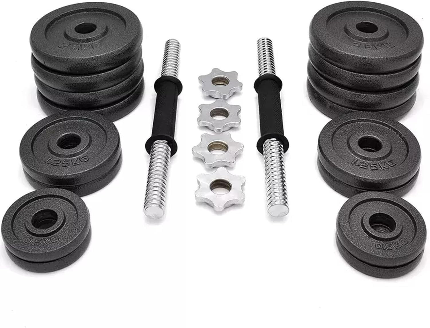 Cast Iron Adjustable Weights Set 15–50kg Spinlock Dumbbell Barbell Home Gym