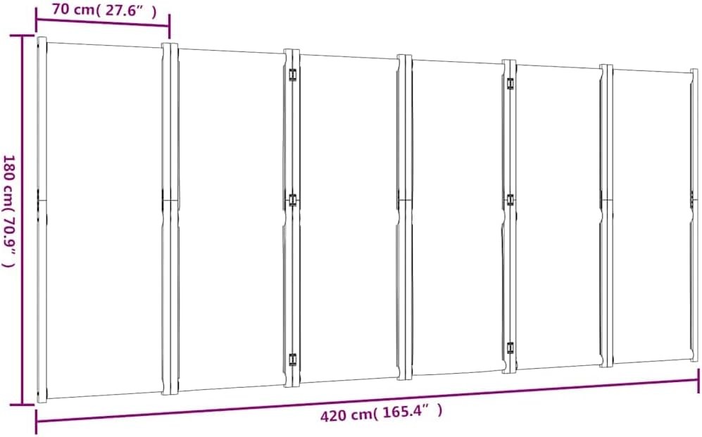 6 Panel Acacia Wood Folding Room Divider 420x180cm Outdoor Privacy Screen