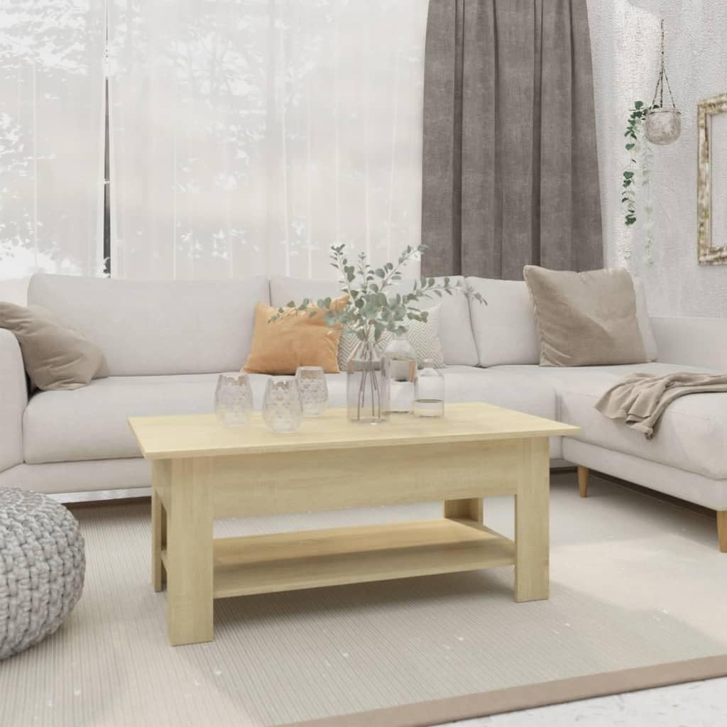 Modern Sonoma Oak Coffee Table with Storage Shelf – Stylish & Functional
