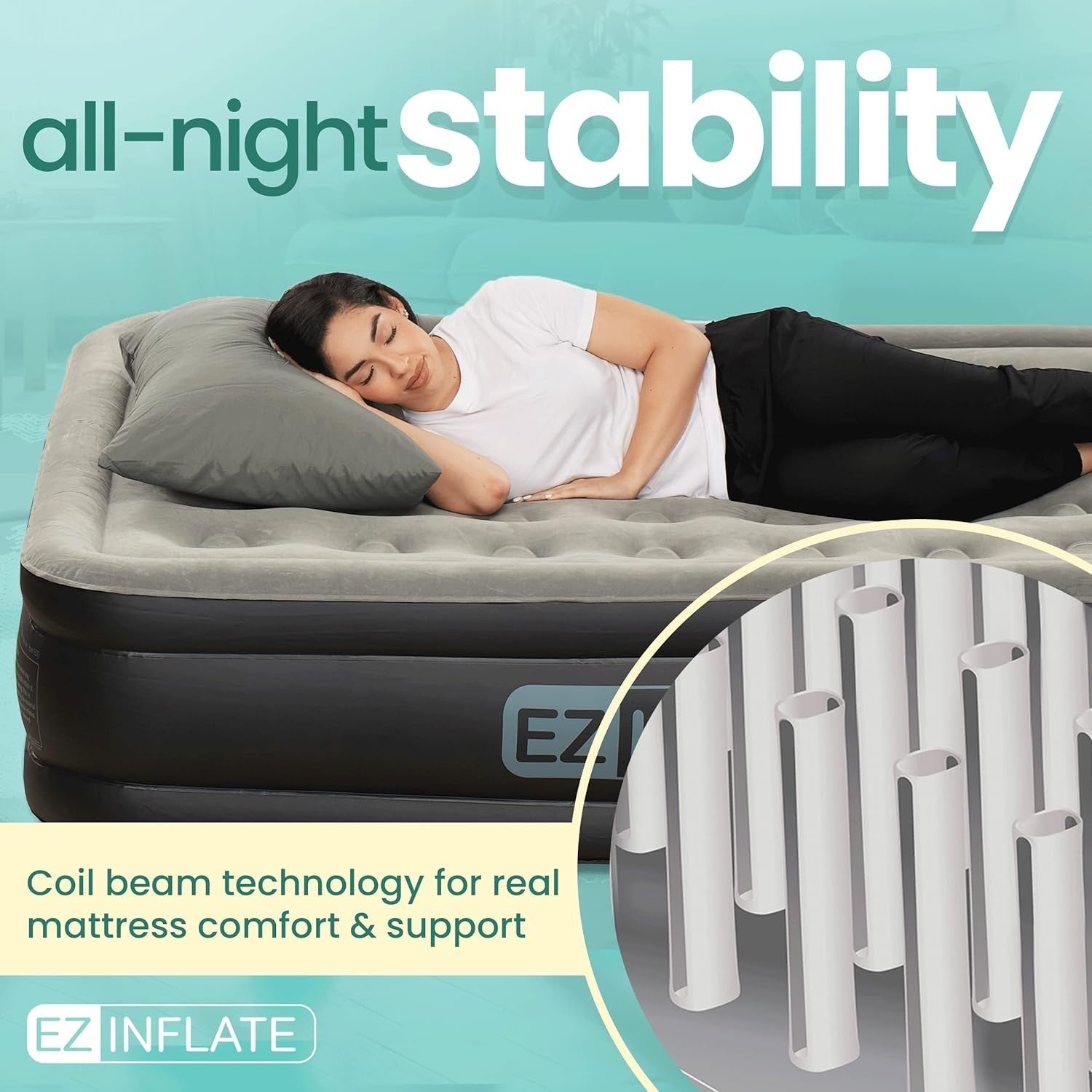 Double-High Twin Air Mattress with Built-in Pump & Flocked Top