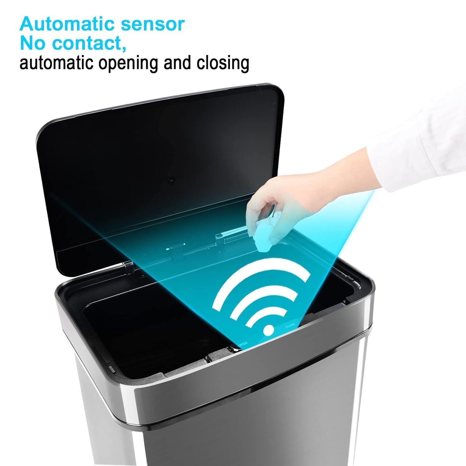 62L Sensor Recycling Bin 3 Compartment Stainless Steel