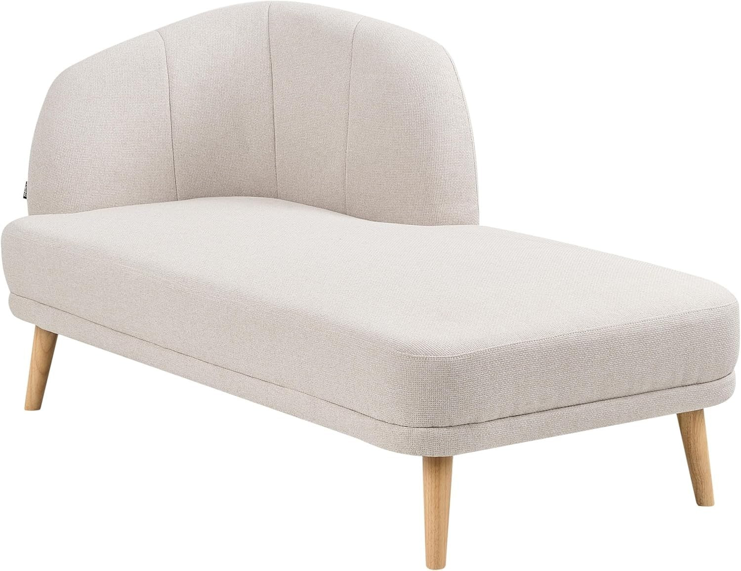 Traditional Left Hand Chaise Lounge Beige Fabric Sofa Seat for Living Room