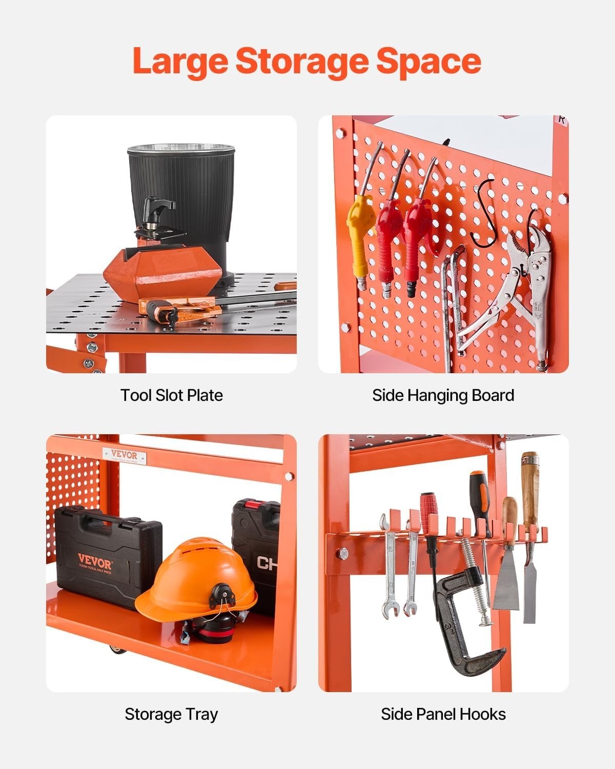 Welding Table 40"x24" 800lbs Capacity Mobile Workbench 5/8" Holes Storage