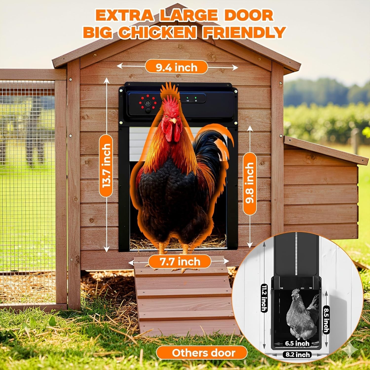 Solar Chicken Coop Door with Camera App Remote Night Vision Alarm