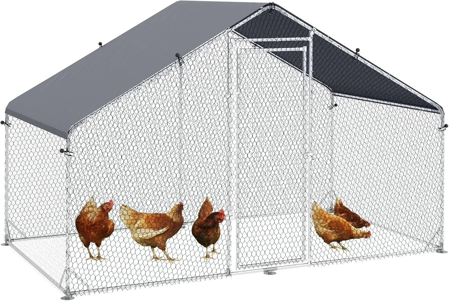 Walk In Galvanised Chicken Run Outdoor Enclosure with Cover 3–5 Hens