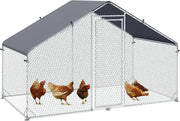 Walk In Galvanised Chicken Run Outdoor Enclosure with Cover 3–5 Hens