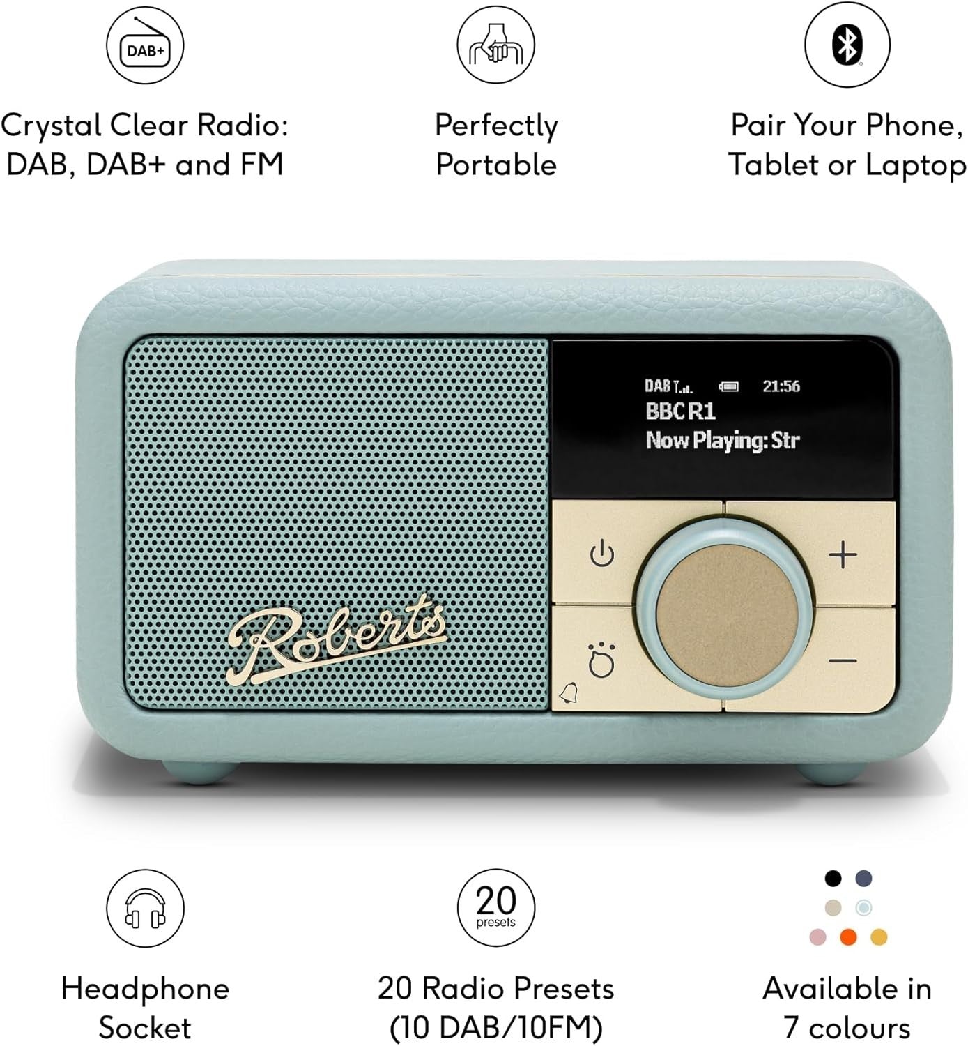 Portable FM DAB/DAB+ Digital Radio Bluetooth Speaker Duck Egg