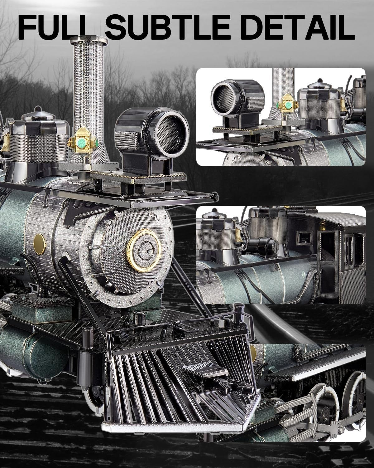 3D Metal Steam Train Puzzle for Adults – Stainless Steel, DIY, 282 Pieces