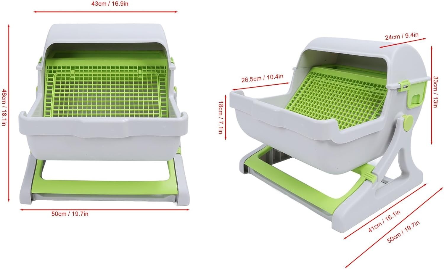 Semi Automatic Cat Litter Box Self Cleaning Large Tipping Tray Green