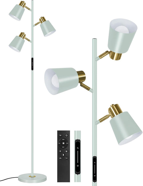 LED Tree Floor Lamp Dimmable Remote Touch 3 Head Adjustable Light