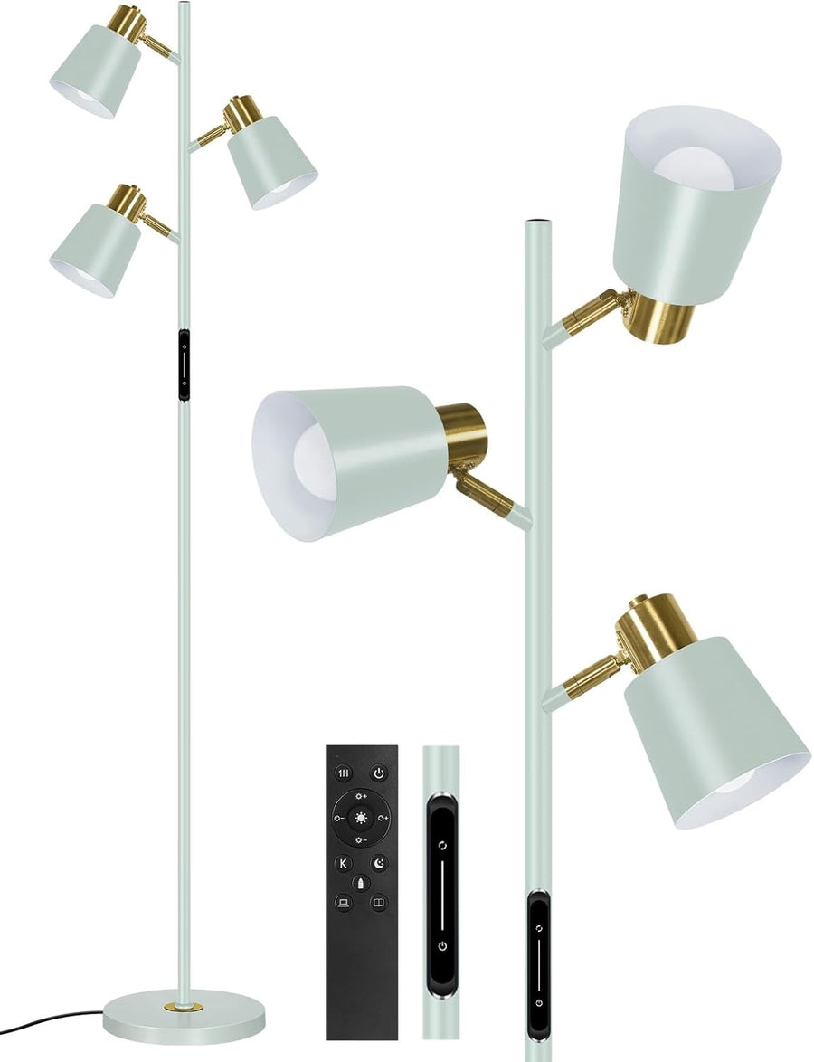 LED Tree Floor Lamp Dimmable Remote Touch 3 Head Adjustable Light