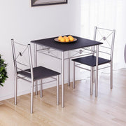 Compact Black 2-Seater Dining Table Set | Modern Kitchen Breakfast Furniture