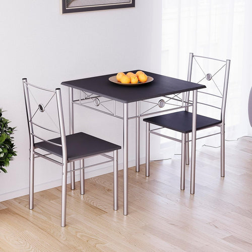Compact Black 2-Seater Dining Table Set | Modern Kitchen Breakfast Furniture
