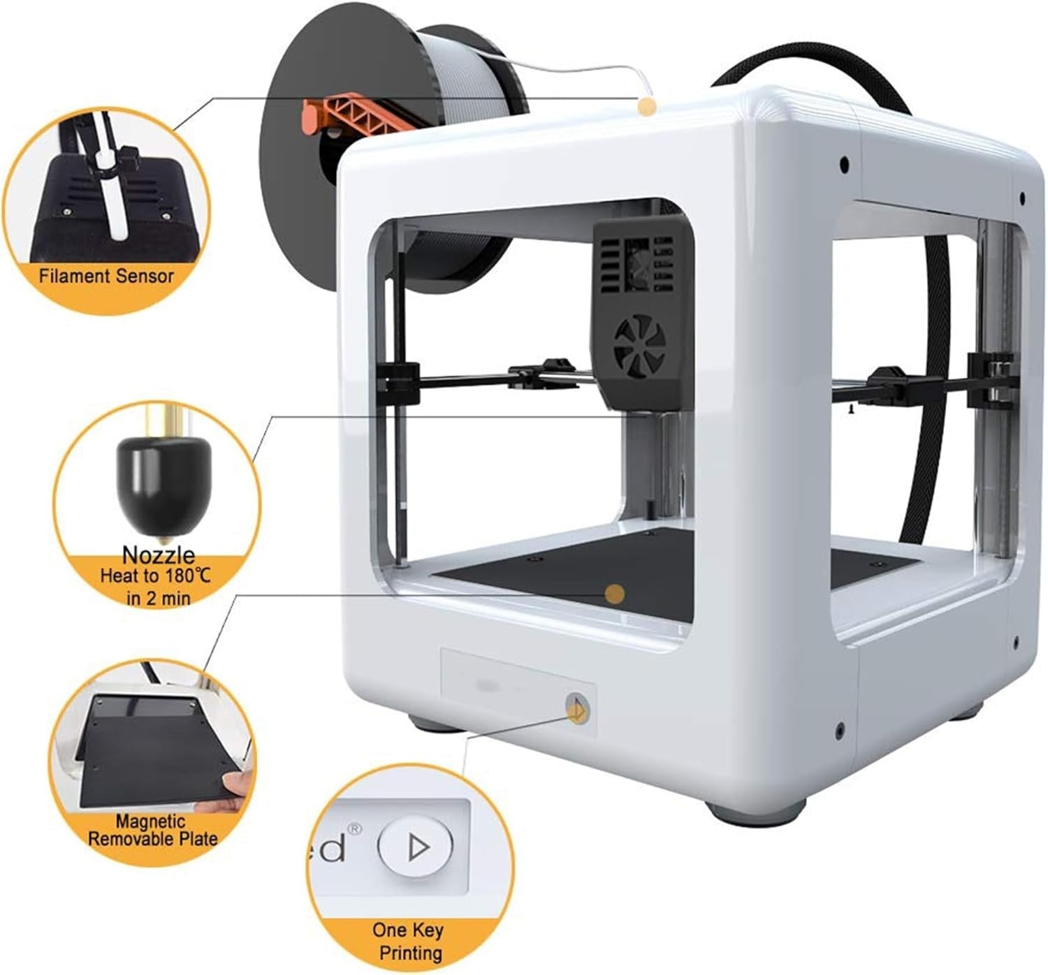 Mini Portable 3D Printer 230C Nozzle High Precision Magnetic Bed