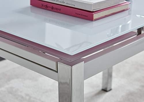 Modern White Glass Extending Dining Table Rectangular Chrome Legs