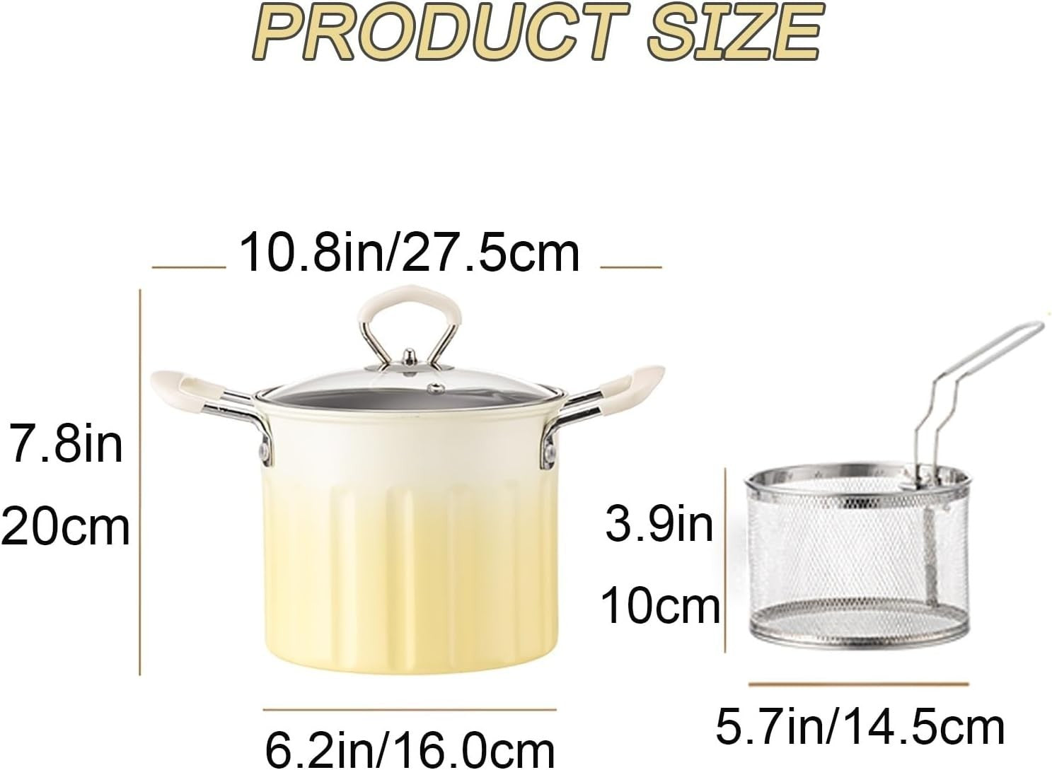 Japanese Tempura Deep Fryer Pot 3L Small Frying Pan With Basket