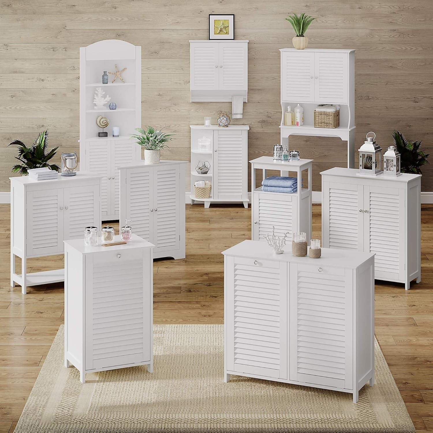 Double Tilt Out Laundry Hamper Cabinet Storage Unit with Removable Bags