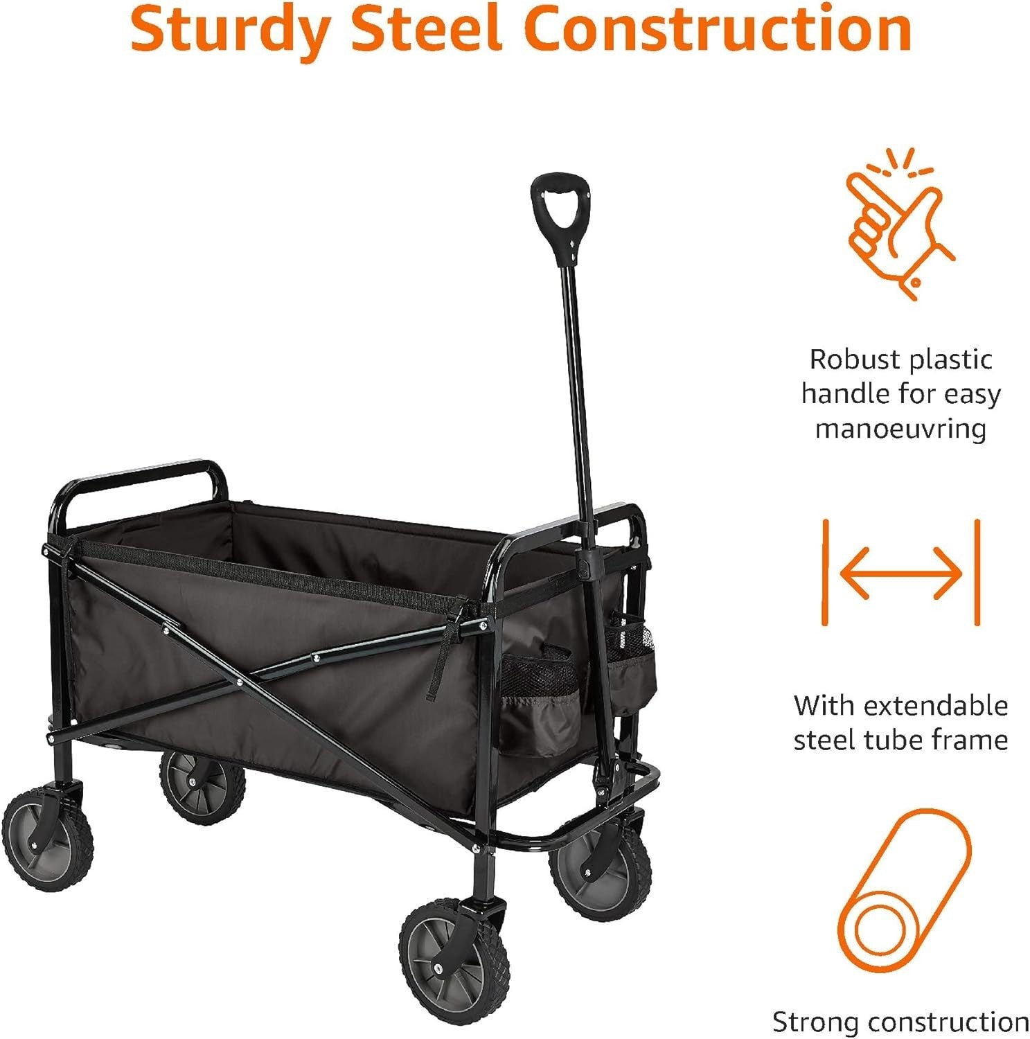 Heavy Duty Collapsible Garden Wagon Foldable Outdoor Camping Beach Trolley 120kg
