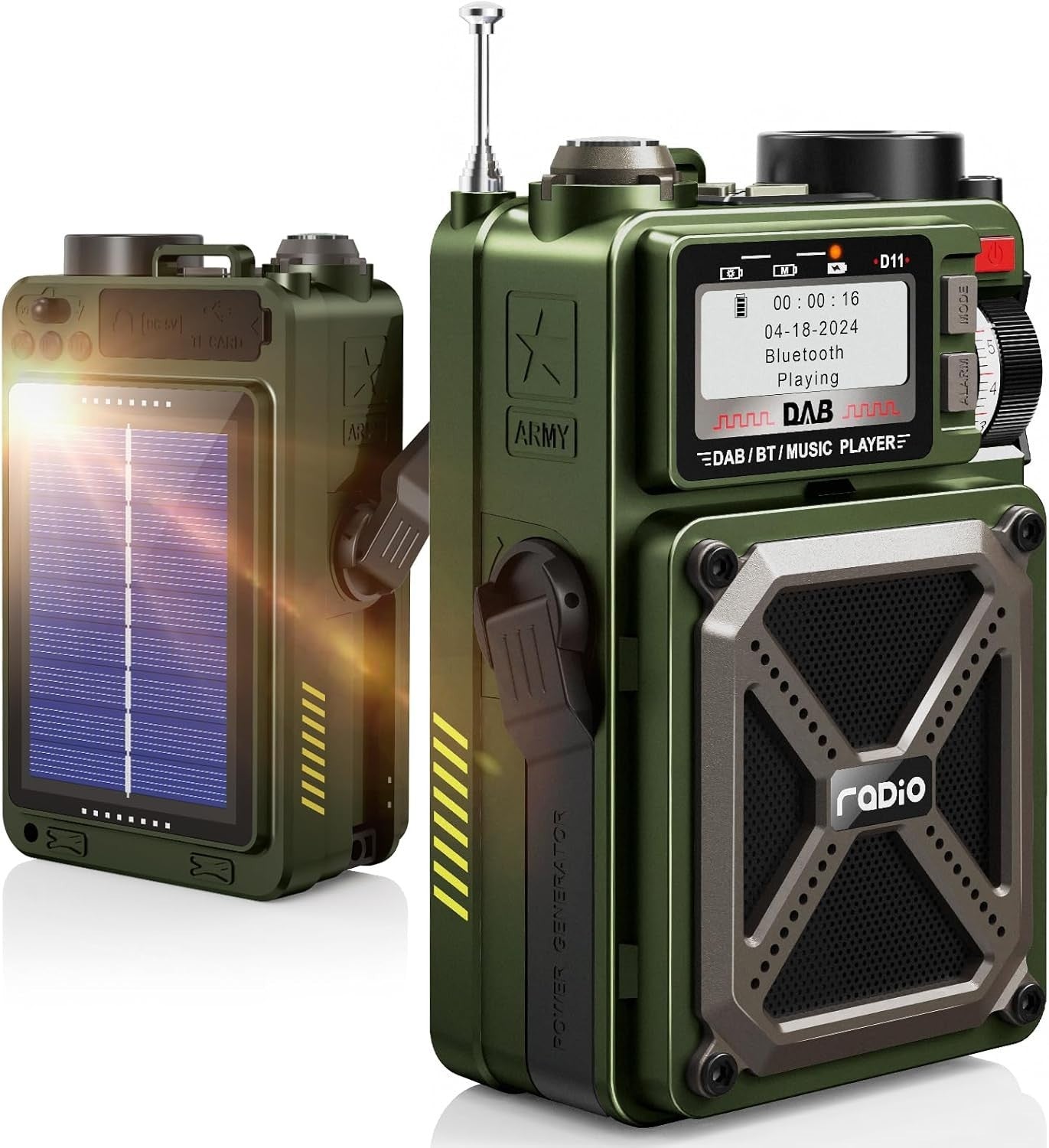 Portable DAB/FM Radio Bluetooth 5.3 Solar 4000mAh SOS USB