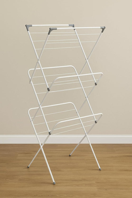 3 Tier Folding Clothes Airer Laundry Drying Rack Compact Indoor Outdoor