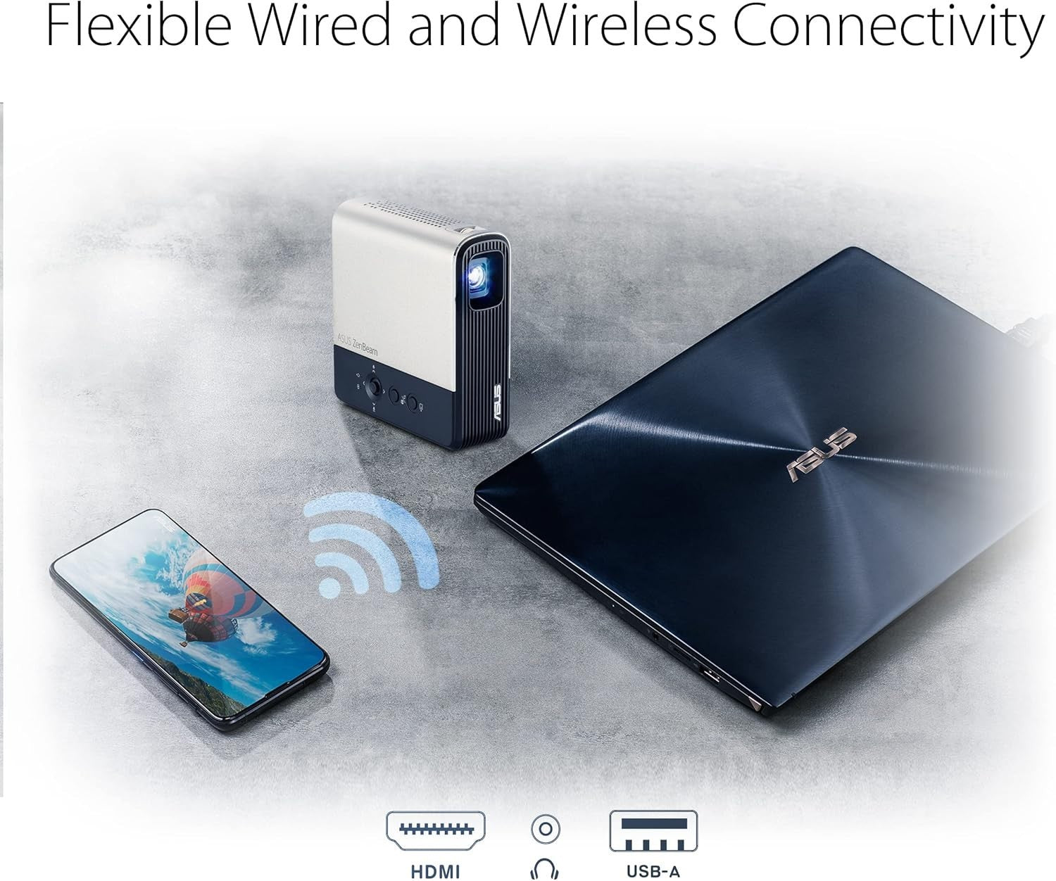 Mini Portable LED Projector Wireless Smartphone Mirroring Battery HDMI