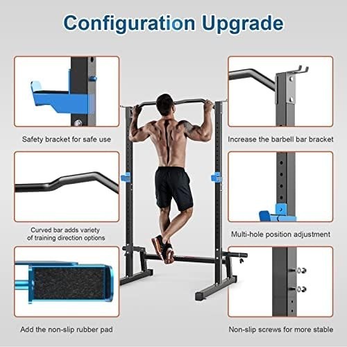 Heavy Duty Power Cage Squat Rack Pull Up Bar Home Gym Black