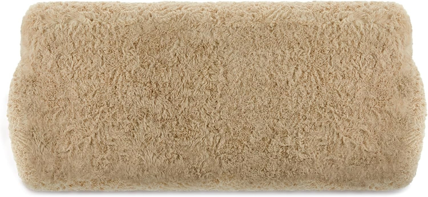 Luxury Fluffy 2 Seater Sofa Faux Fur Modern Round Nordic Beige Couch