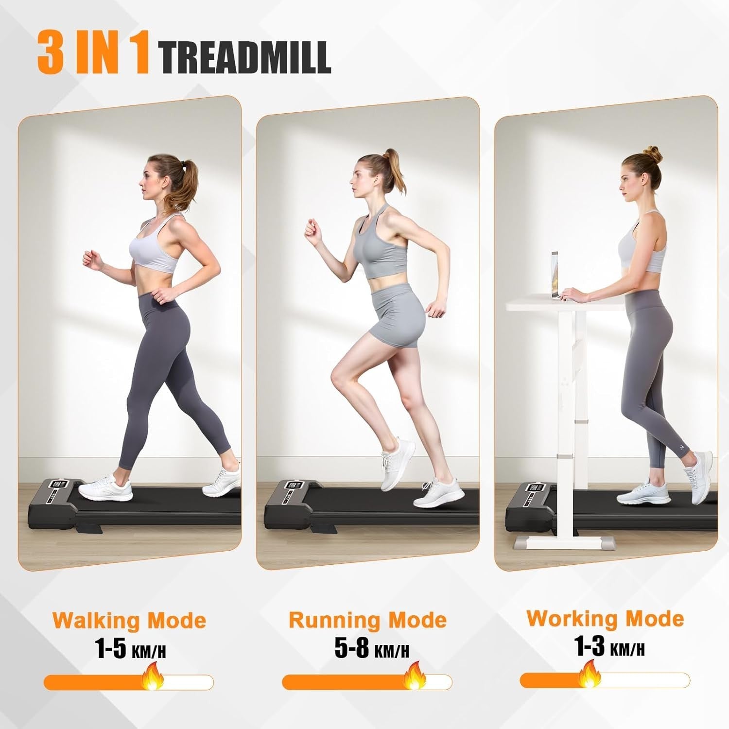 Under Desk Walking Pad Treadmill 8 km/h Incline Remote Compact