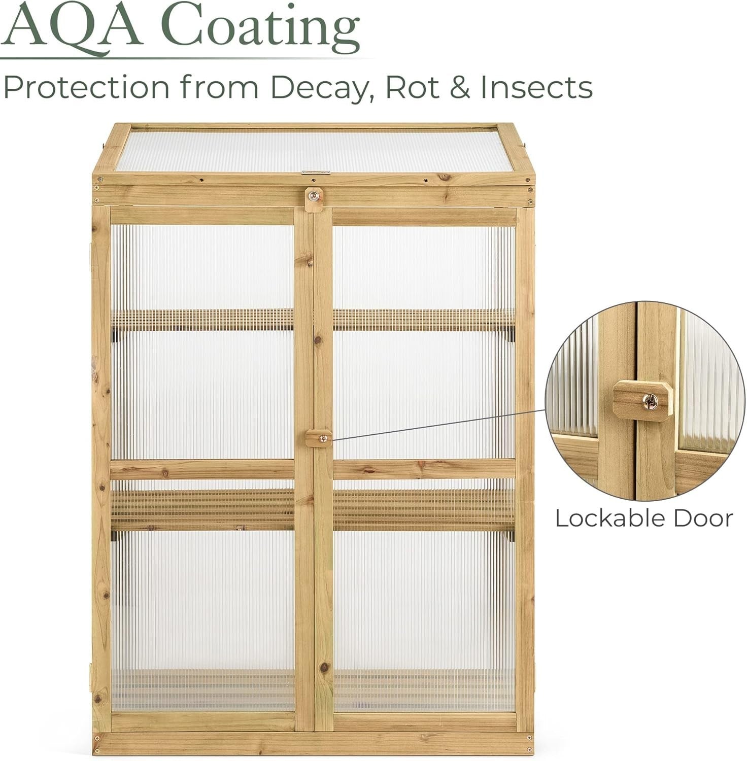 Wooden Garden Greenhouse Cold Frame Polycarbonate Windows Lockable Doors