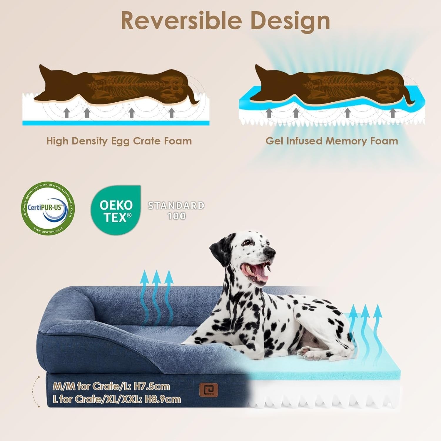 Large Orthopedic Memory Foam Dog Bed Waterproof Sofa 89x56x16cm