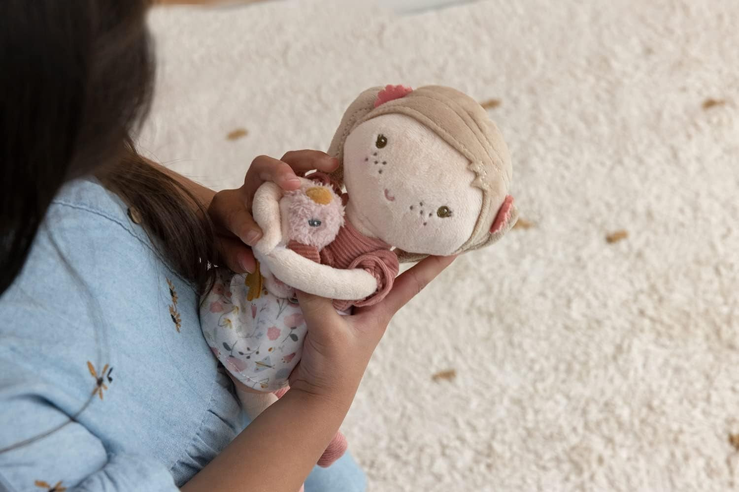 35cm Rag Doll Soft Cuddly Plush Toy with Bird Companion Baby Gift