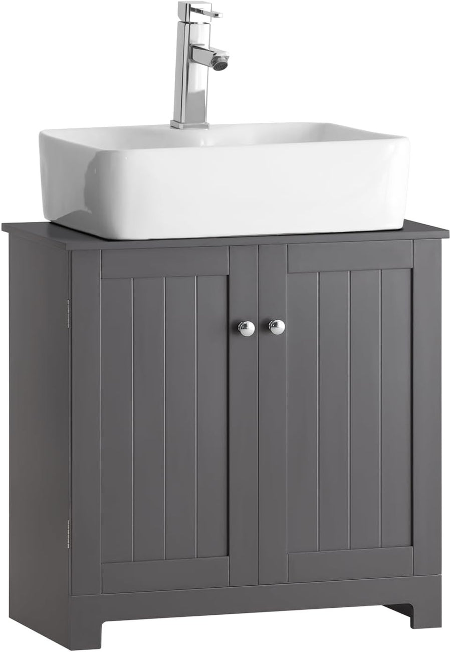 Dark Grey Bathroom Vanity Unit Under Sink Storage Cabinet Cupboard with Shelf