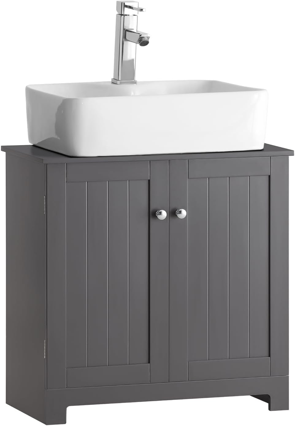 Dark Grey Bathroom Vanity Unit Under Sink Storage Cabinet Cupboard with Shelf