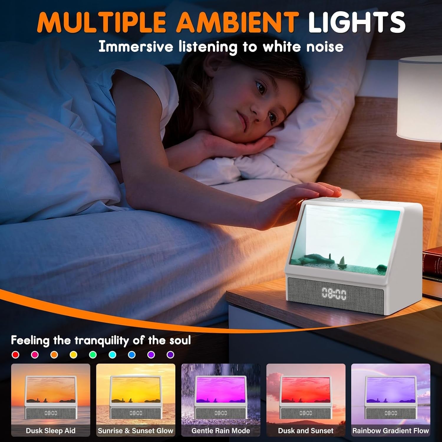 Sunrise Alarm Clock White Noise Wake Up Light Bluetooth Speaker Remote