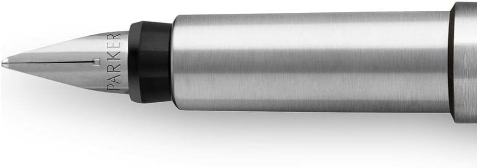 Medium Fountain Pen Stainless Steel Chrome Trim Blue Ink Gift Box