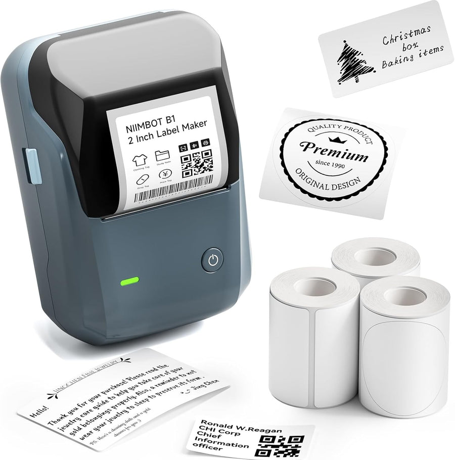 B1 Bluetooth Label Maker – 2-Inch Thermal Printer with 3 Tapes