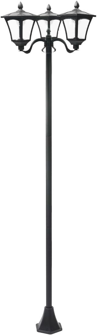 7ft Solar Triple Head Victorian Lamp Post Cool White