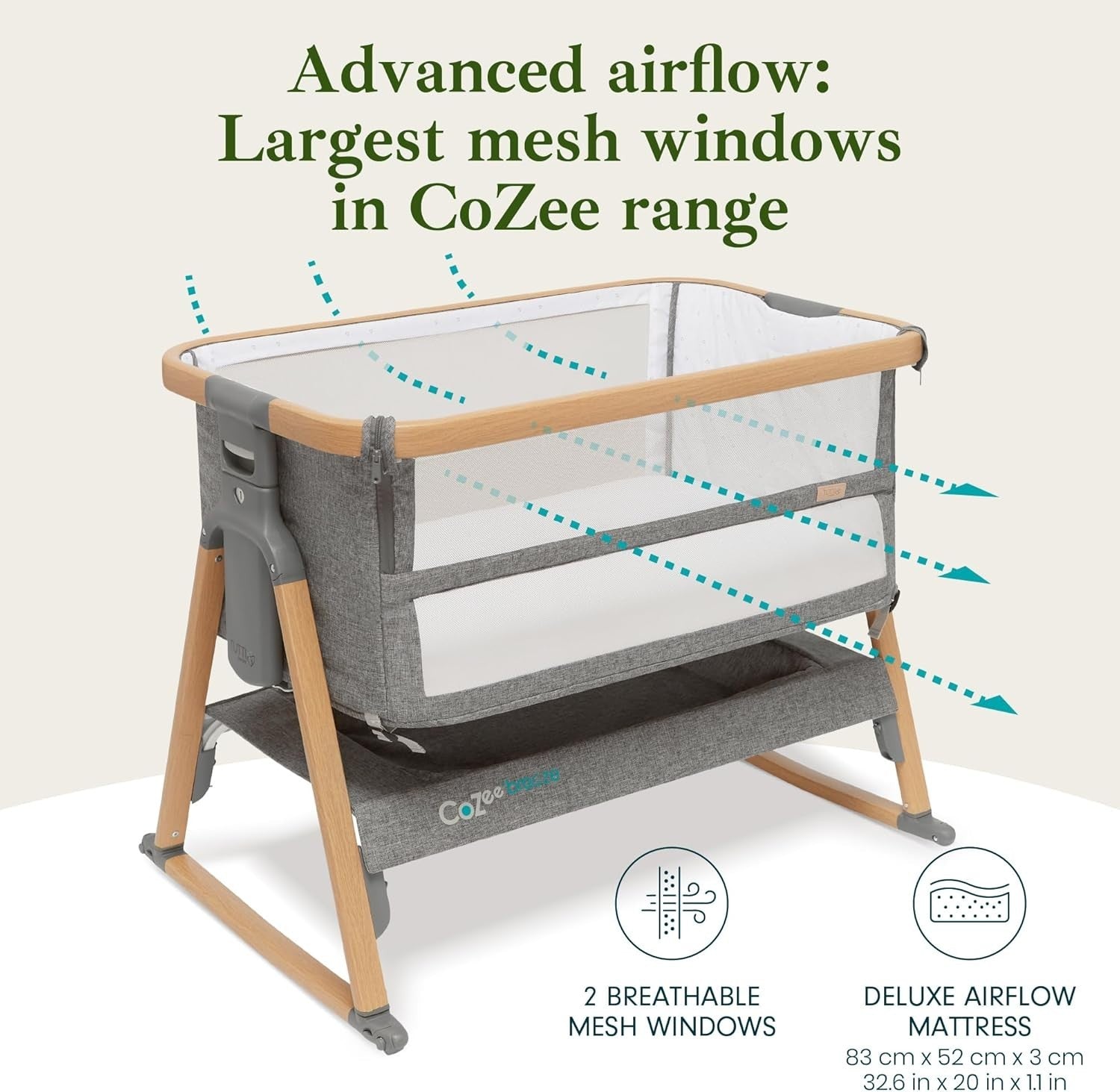 Foldable Baby Bedside Crib Co-Sleeper Cot with Mattress Travel Bag Breathable