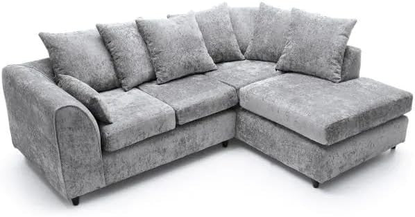 Light Grey 4 Seater Corner Sofa RH – Modular L Shape Fabric Couch Suite