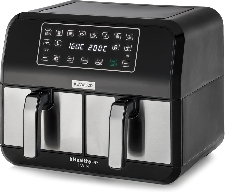 8L Dual Air Fryer with Sync Finish 1700W Max Crisp Twin Basket Cooker 8 Presets