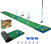 Golf Putting Game 74in Indoor Practice Mat Set With Putter Balls Cups