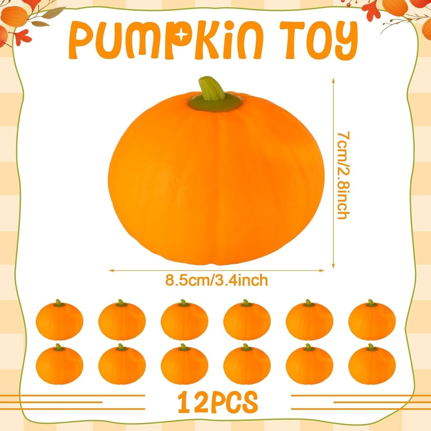 12pcs Pumpkin Stress Balls Mini Fall Squeeze Fidget Toys Anxiety Relief