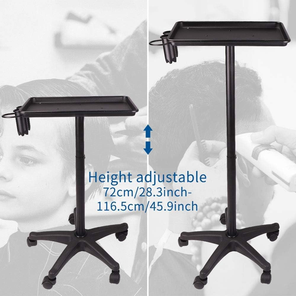 Adjustable Salon Tray Trolley Rolling Beauty Cart with Wheels Tool Stand