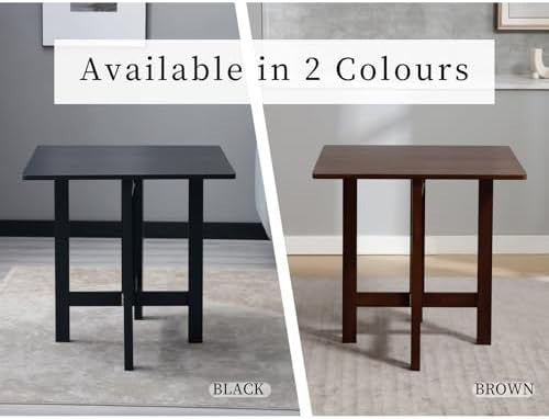 Portable Folding Wooden Square Dining Table for Small Spaces Black