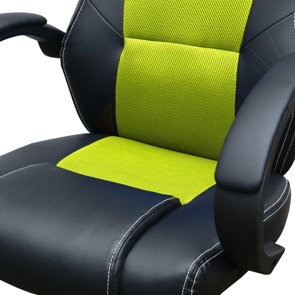 Racing Style Gaming Chair Yellow PU Leather Ergonomic Swivel Desk