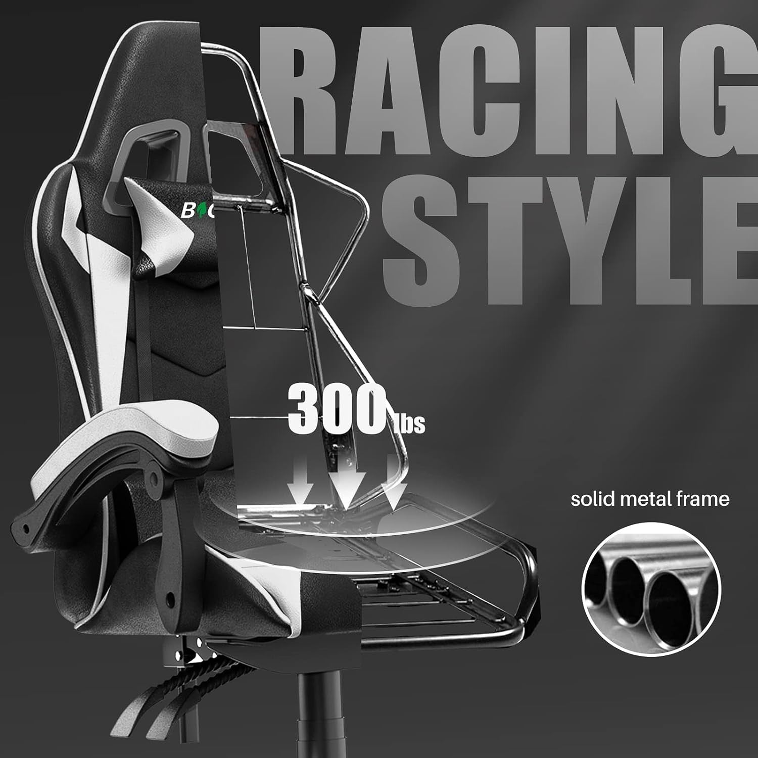Ergonomic Gaming Chair PU Leather w/ Lumbar Headrest